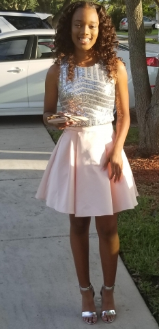 Kaleese (Granddaughter of Alex and Gloria Blanding-Smith, Daughter of Damar and Cathy Smith) on her way to her 2018 8th Grade Prom/Dance at Pompano Beach Middle School.
